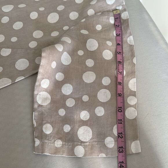 100% Linen Made In Italy Beige/White Polka Dot Linen Tunic Dress LagenLook Sz. L - Picture 6 of 8